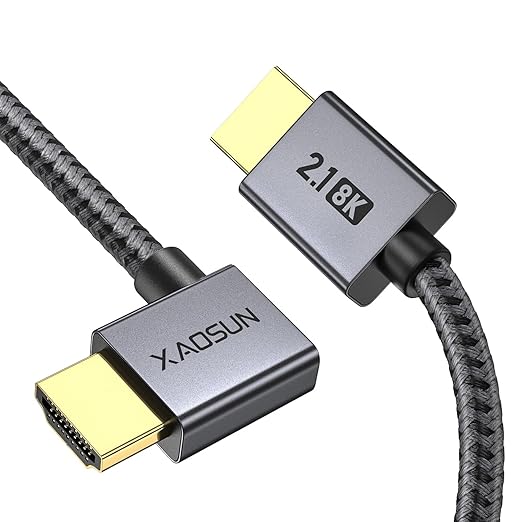 XAOSUN HDMI 2.1 Cable Right Angle 3.3FT, 48Gbps Ultra High Speed HDMI Cord by XAOSUN