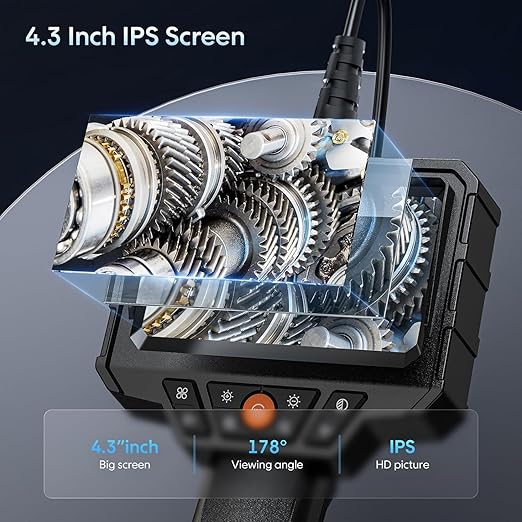 Endoscope with Light and 50ft Semi-Rigid Cable, Handheld Borescope 4.3'' HD - Image 3