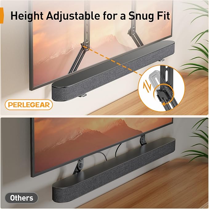 Perlegear Soundbar Mount with Adjustable Height, Sound bar Mount up to 15 lbs - Image 3