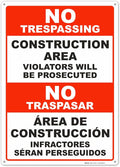 Brimar - 10" x 14" - Bilingual Construction Area Violators Will Be Prosecuted by BrimarIndustries