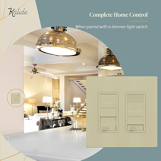 TOPGREENER Kalide Light Switch and 3-Speed Ceiling Fan Control Combo, in Wall - Image 7
