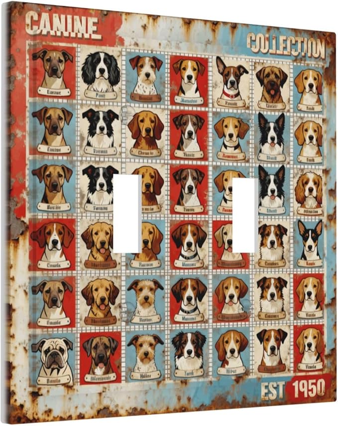 Bvtewkhz Dogs Funny Puppy Pets Vintage 2 Gang Double Toggle Decorative Outlet - Image 2