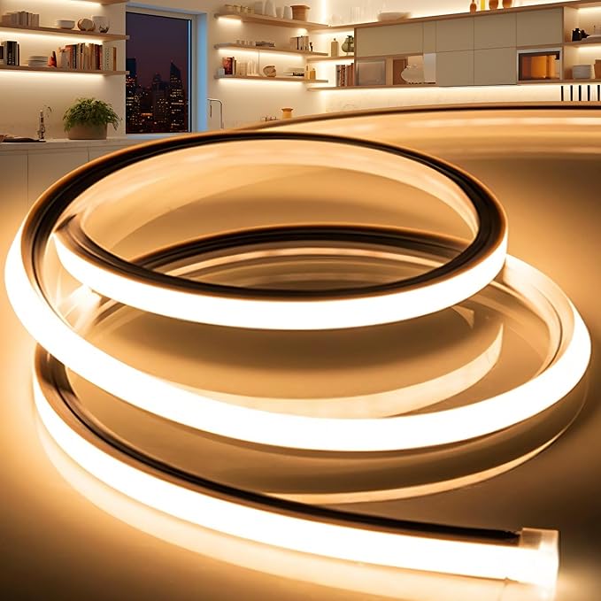 VOEWT LED Strip Lights Warm White 3000K, 32.8ft 110-120V Neon Rope Lights by VOEWT