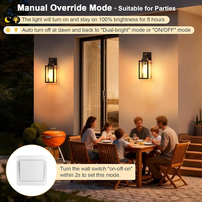 LTBLIGHT 2-Pack Motion Sensor Outdoor Porch Lights, Vintage Black-Gold Dusk to - Image 3