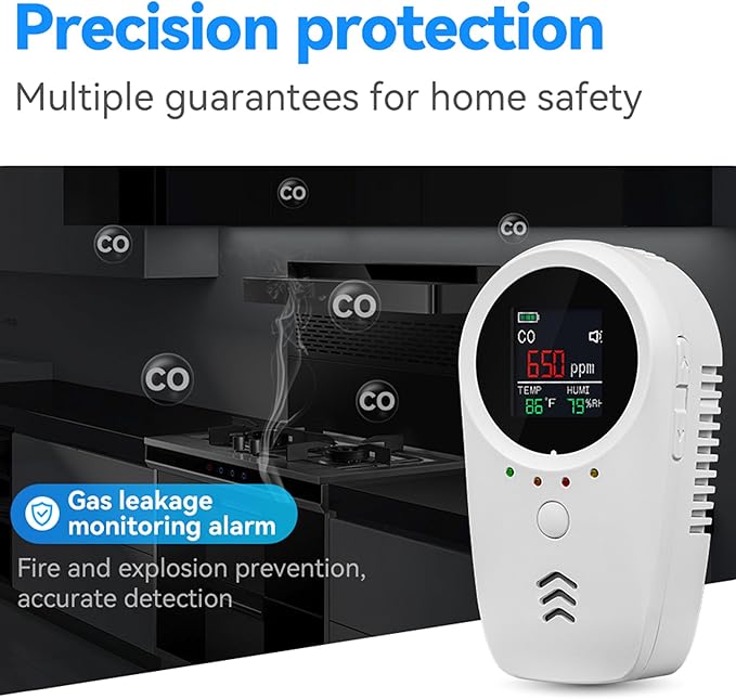 2PCS 5-in-1 Rechargeable Carbon Monoxide & Natural Gas Detectors - Image 5