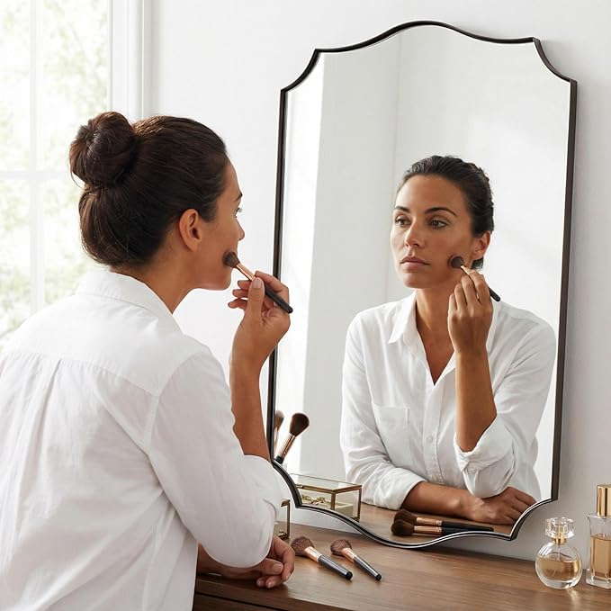 ANDY STAR Brushed Bronze Mirror, 28x36 Inch Bathroom Mirror, Scalloped Mirrors - Image 6