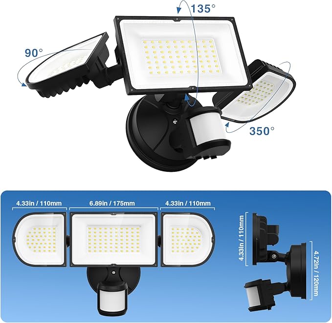 SZPOWER 150W Motion Sensor Lights Outdoor - Image 3