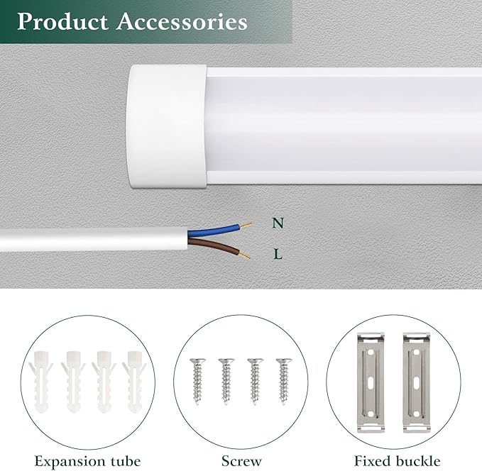 colmeguna 2 Packs 4FT LED Batten Light, Ultra-Thin Slim Ceiling Surface Mounted - Image 3