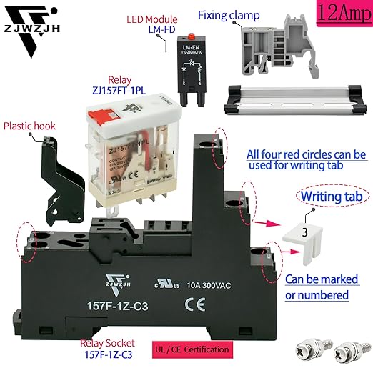 6Pcs 12 Amp Power Relay Switch Electromagnetic - Image 3