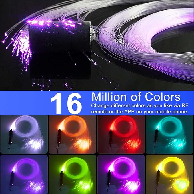 AZIMOM Car Use Bluetooth 6W RGBW LED Fiber Optic Lights Star Ceiling Light Kit - Image 3