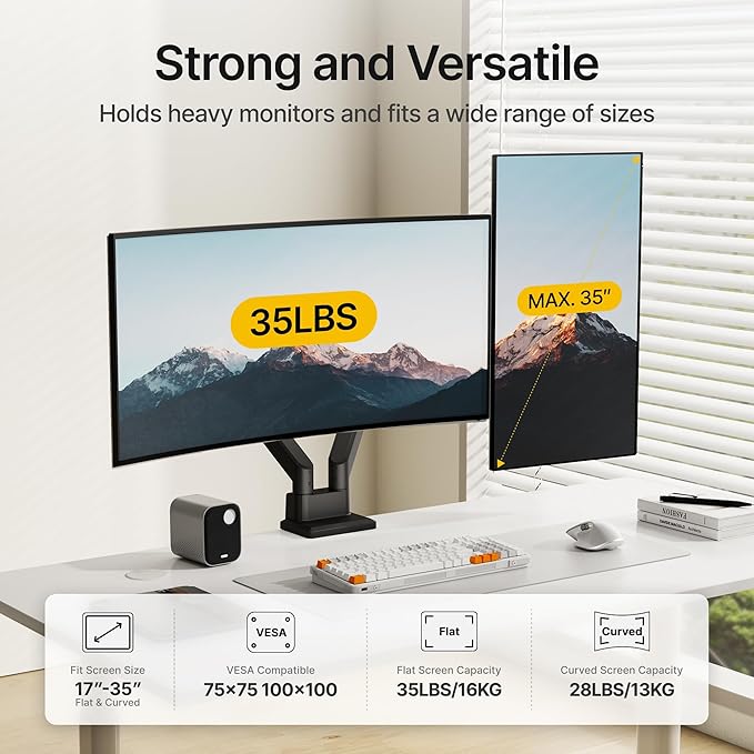 monTEK Dual Monitor Mount Monitor Arms - Image 2