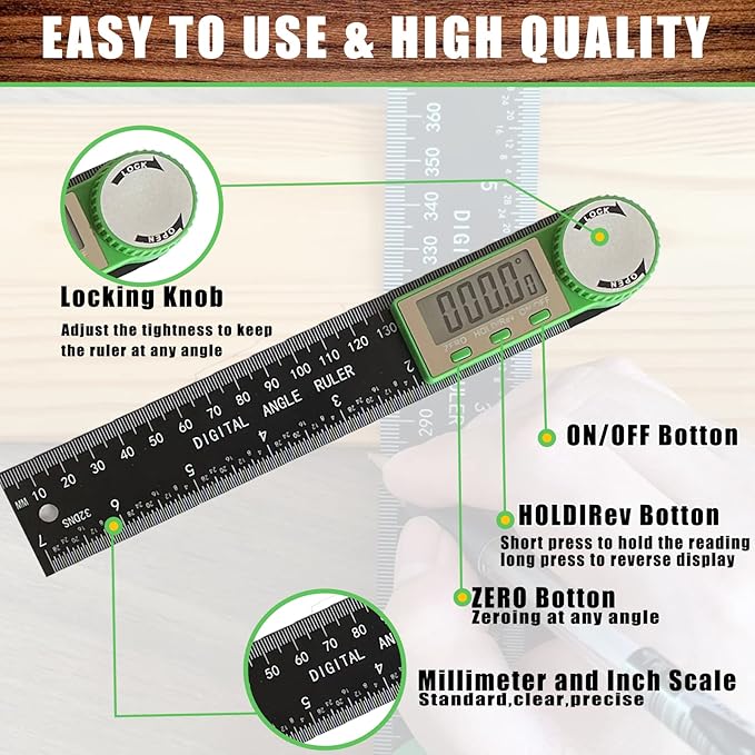 PDDYIER Digital Angle Finder Protractor, 2-in-1 Miter Saw, 7 Inch/200mm ABS - Image 2