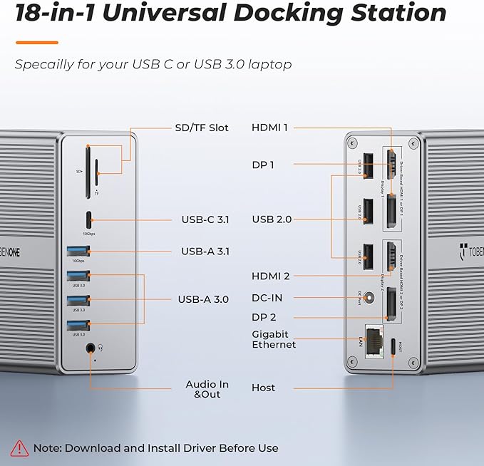 DisplayLink Docking Station Dual Monitor 4K@60HZ - Image 2