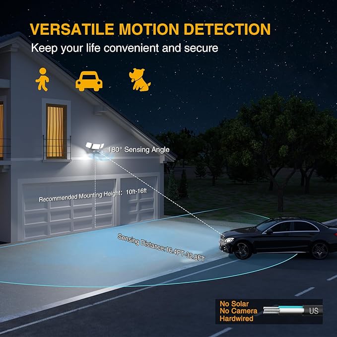 Onforu 2 Pack 100W LED Security Lights Motion Sensor Outdoor, 9000LM Super - Image 4