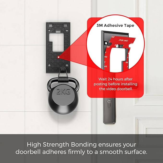 No-Drill Adhesive Mount for Ring Battery Doorbell 2024 | Damage-Free Strong 3-M - Image 3