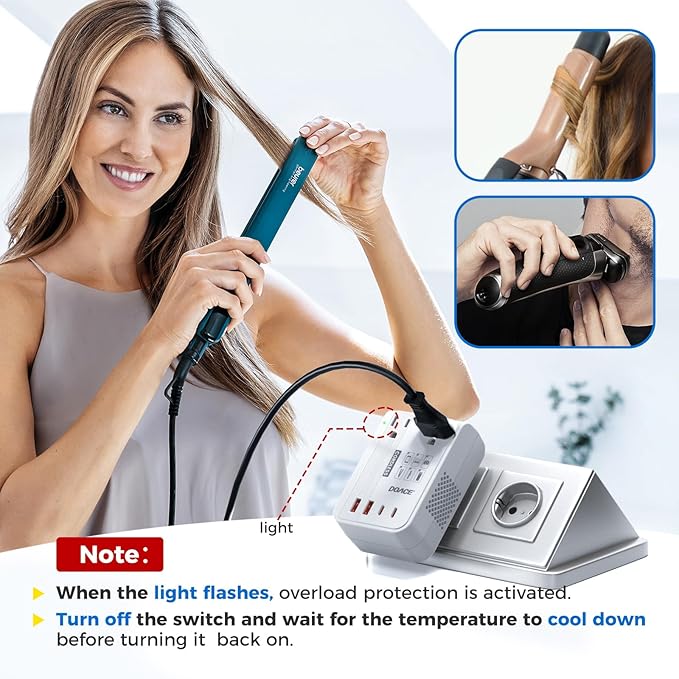 DOACE 220V to 110V Converter for European Travel - 350W Cordless Voltage - Image 4