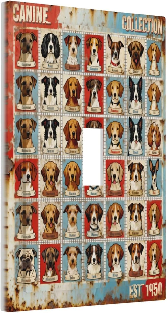 Bvtewkhz Dogs Funny Puppy Pets Vintage 1 Gang Single Toggle Decorative Outlet - Image 2