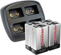 Tenergy TN294 4-Bay 9V Li-ion Battery Charger + 4pcs 9V 600mAh Li-ion by Tenergy