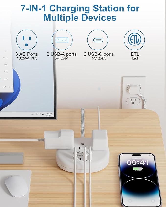 Small Extension Cord with USB C - 5 FT Short Extension Cord - Image 5
