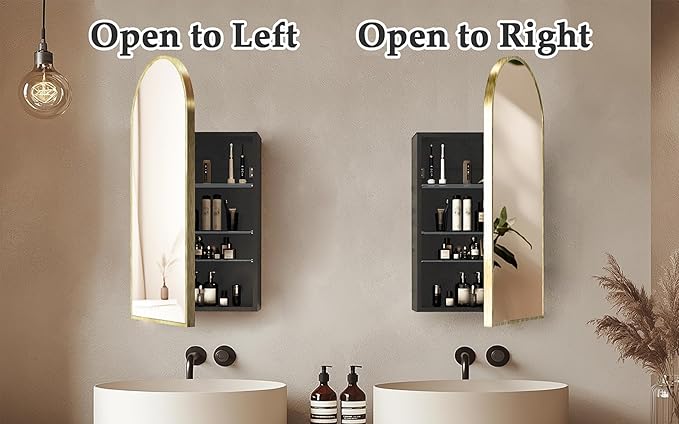 Arched Medicine Cabinet with Mirror Left or Right Opening, Bathroom Medicine - Image 5