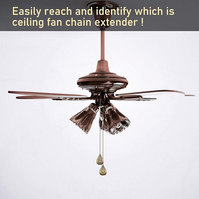 Patelai 4 Pieces Ceiling Fan Pull Chain Extender Ornament 12 Inch Ceiling Pull - Image 5