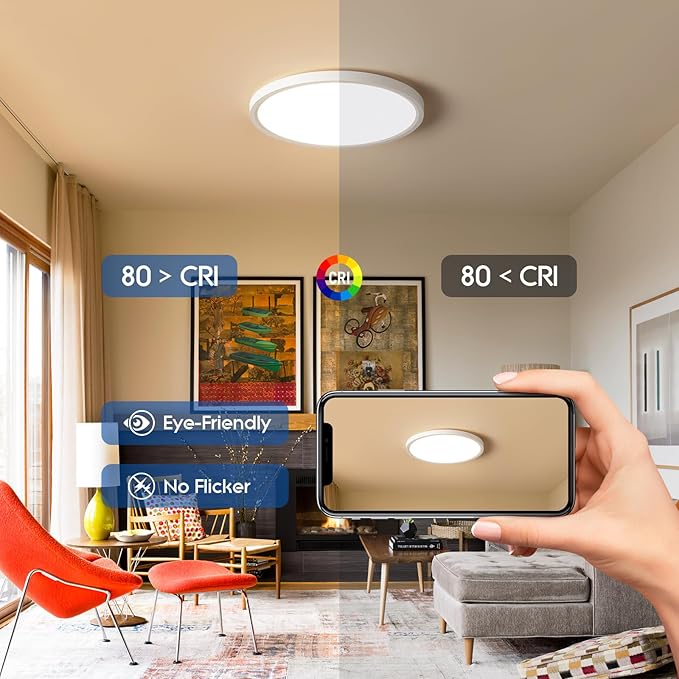 YELIOLED 12 Inch Slim Dimmable LED Flush Mount Ceiling Light Fixtures, 24W - Image 5