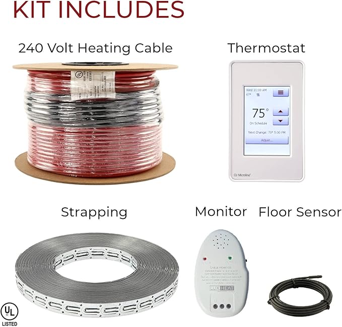 LuxHeat 100sqft Floor Heating Cable Kit - 240v Electric In Floor Heating Kit - - Image 9