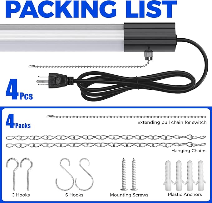 Barrina BS84 LED Shop Lights for Workshop 4FT, 6500K Linkable Light Fixture for - Image 8