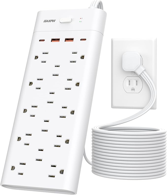 Power Strip Surge Protector Outlet Extender by Maxpw