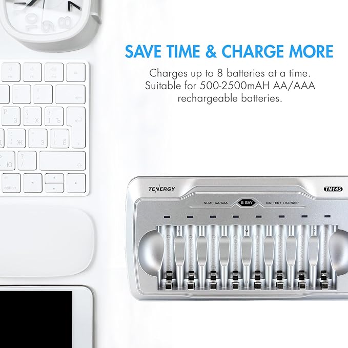 Tenergy TN145 8 Bay Charger and 8 Pack Rechargeable AAA Batteries, Independent - Image 6