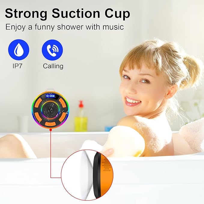 IPX7 Waterproof Shower Bluetooth Speaker, Portable Small Speaker - Image 5