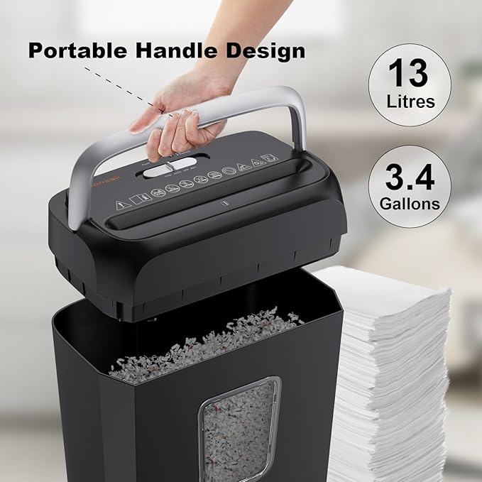 Bonsaii Shredders for Home Use, 3.4 Gal Wastebasket, 6-Sheet Cross-Cut Credit - Image 5