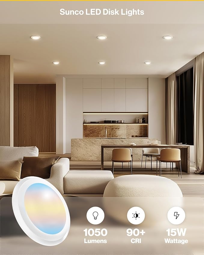Sunco 96 Pack LED Disc Lights Ceiling 6 Inch, Flush Mount Disk Light, Recessed - Image 2