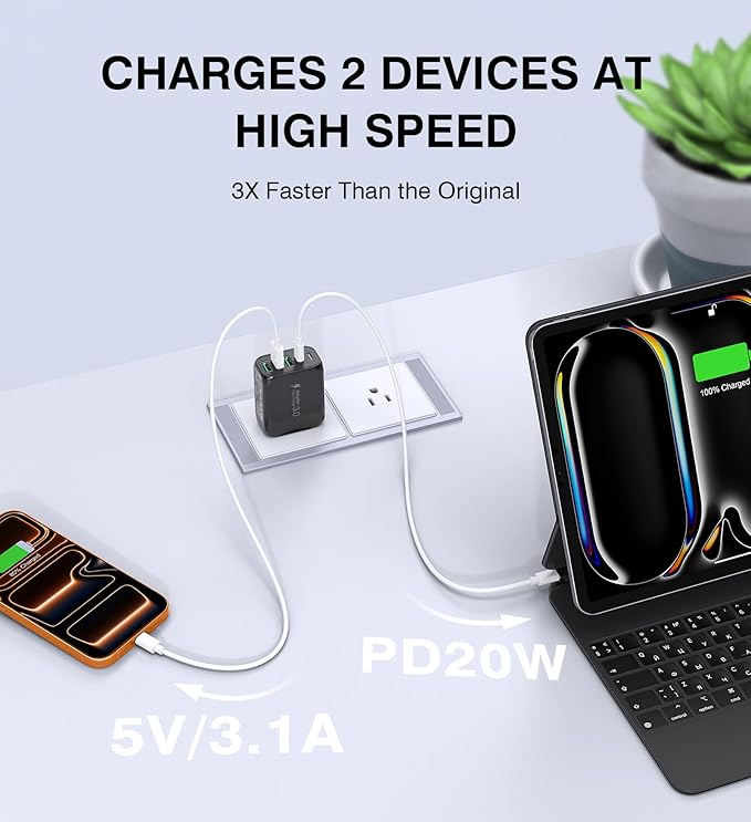 60W USB C Wall Charger Block, 5-Port C Charger Fast Charging Block PD Power - Image 2