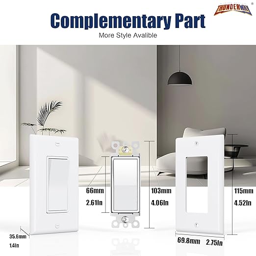 ThunderWay Single Pole Decorator Wall Light Switch - Image 5