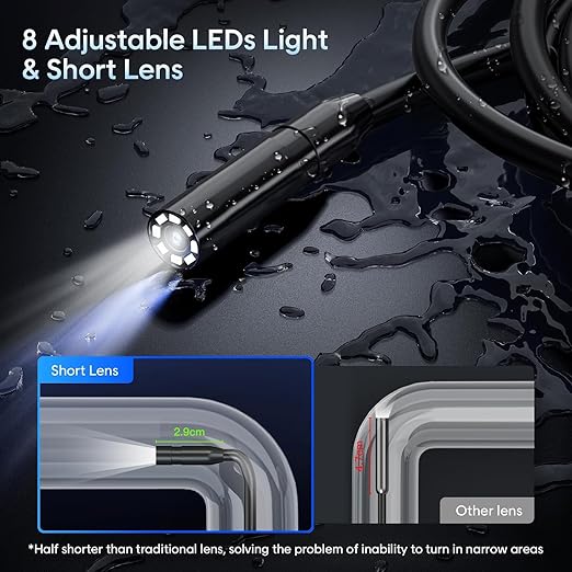 Endoscope with Light and 50ft Semi-Rigid Cable, Handheld Borescope 4.3'' HD - Image 4