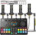 Podcast Equipment Bundle for 4, Audio Interface by Hayner-Seek