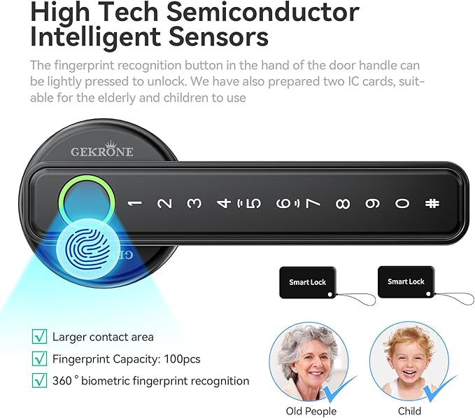 GEKRONE Fingerprint Smart Lever Lock TUYA APP Control Keyless Entry Bluetooth - Image 6