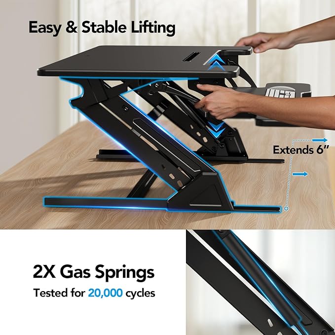 HUANUO 36" Z Shaped Stable Standing Desk Converter, Height Adjustable Sit Stand - Image 5