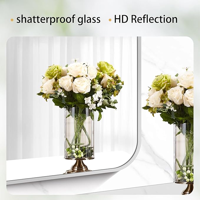 40" x 36"Bathroom Mirror, Decorative Rectangular Vanity Mirror - Image 5