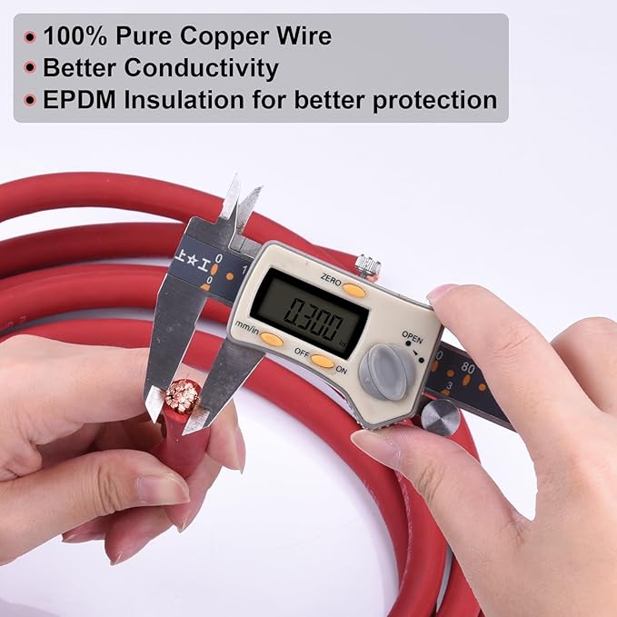 Shirbly 2 Gauge Battery Cable, 20FT Red + 20FT Black 2 AWG Pure Copper Wire - Image 3