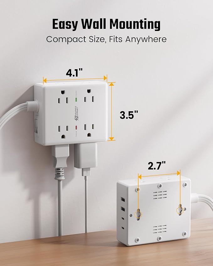 25Ft Long Extension Cord, Flat Plug Power Strip - Image 8