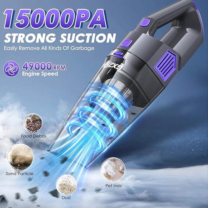 Gxzsk Handheld Vacuum Cordless, 15000PA Strong Suction Hand Held Car Vacuum - Image 2