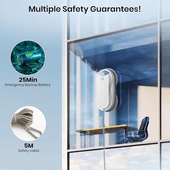 KKI Window Cleaning Robot, Auto Window Cleaner Robot, Dual Spray, Max 3200Pa - Image 7