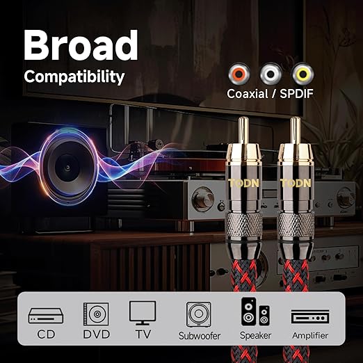 TODN Audiophile Digital Coaxial Cable OFC Core HiFi SPDIF Coax Audio Cable - Image 8
