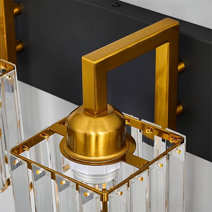 FDPBY Modern Bathroom Vanity Light 4-Lights Black Gold Crystal Wall Lamp - Image 6