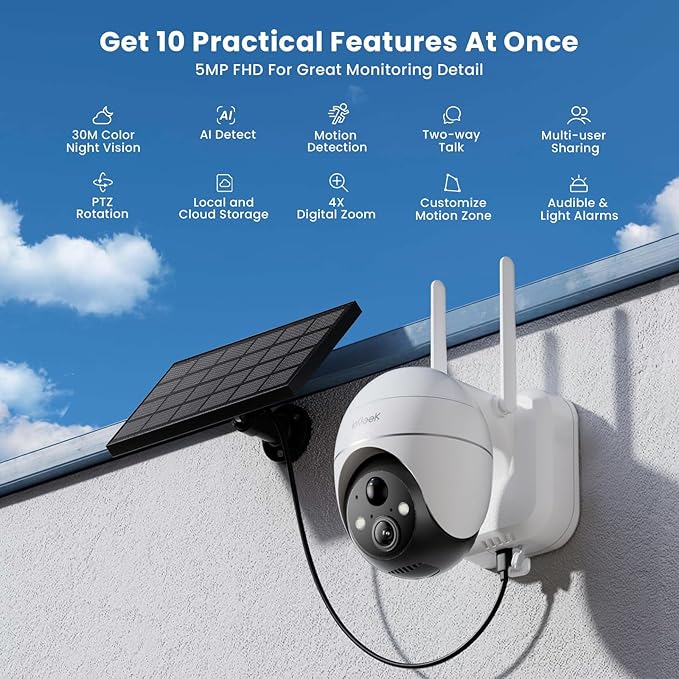 ieGeek 5MP Security Cameras Wireless Outside, Solar Camera Outdoor Wireless - Image 2
