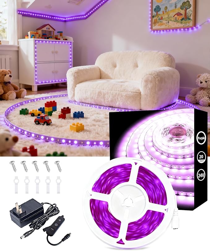 Aalnfe Purple Led Lights Strip for Bedroom Indoor Rope Lights Black Pagage Led by Aalnfe