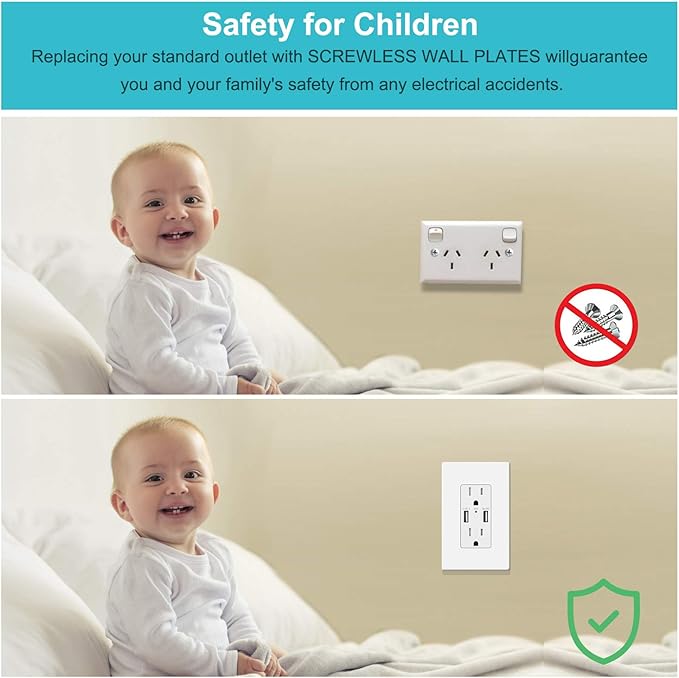 MLLIZH 20 Pack 1-Gang Screwless Wall Plate, Outlet Cover Plates, 4.57” H x - Image 4