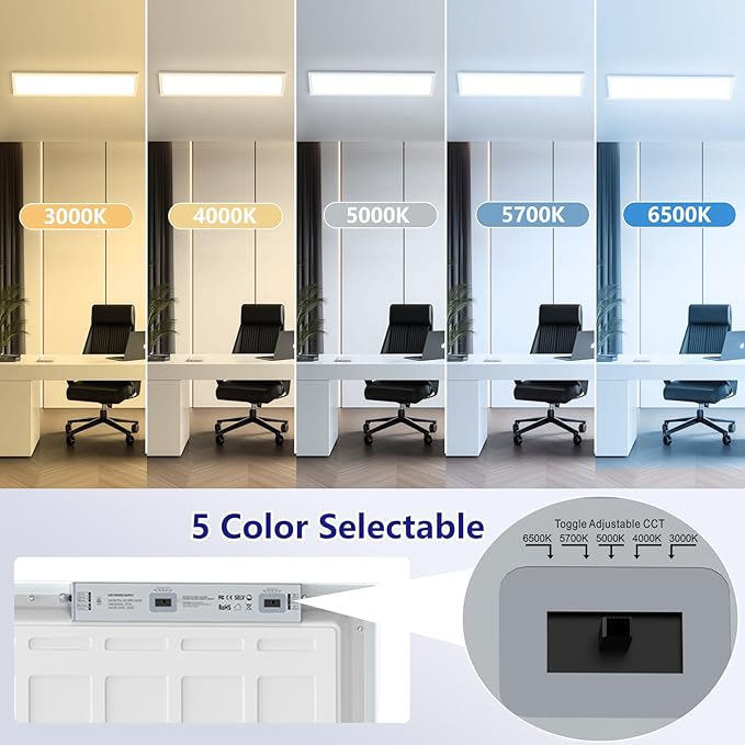 AIKVSXER 1x4 Led Flat Panel Light Surface Mount-6 Pack, 50W 5500Lm Dual - Image 2